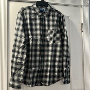 Men's Arizona jean co flannel Sz large black gray ombré new button down shirt